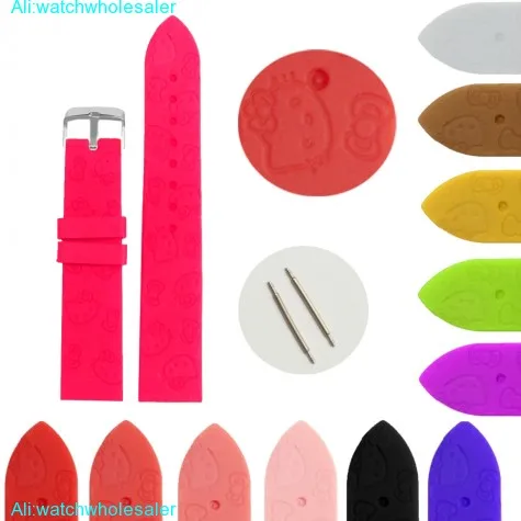 20mm Hot Pink Cartoon Silicone Jelly Rubber Lady Watch Band Straps WB1086L20JB