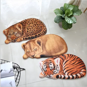 

3D Tiger Lion and Leopard Cartoon Rug for Children Kid's Room Thick Soft Cozy Non-slip Floor Mats Machine Wash Rugs for Bedroom