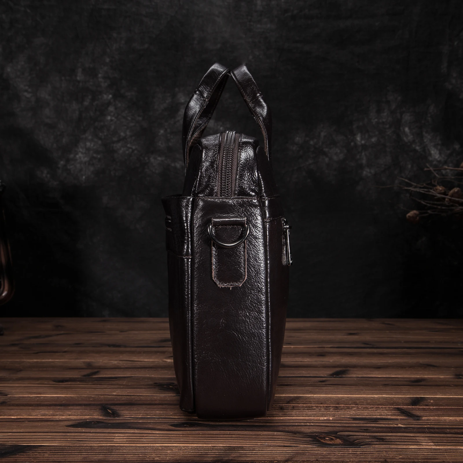  Oil Waxy Leather Coffee Design Business Briefcase 15