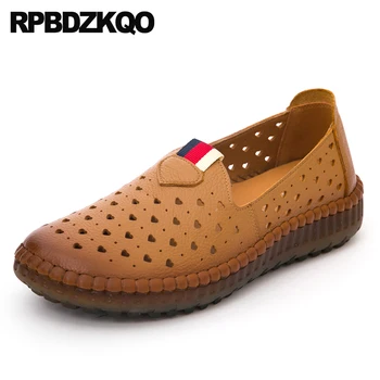 

breathable round toe china big size slip on brown wide fit shoes ladies 10 walking large hollow out women designer chinese flats