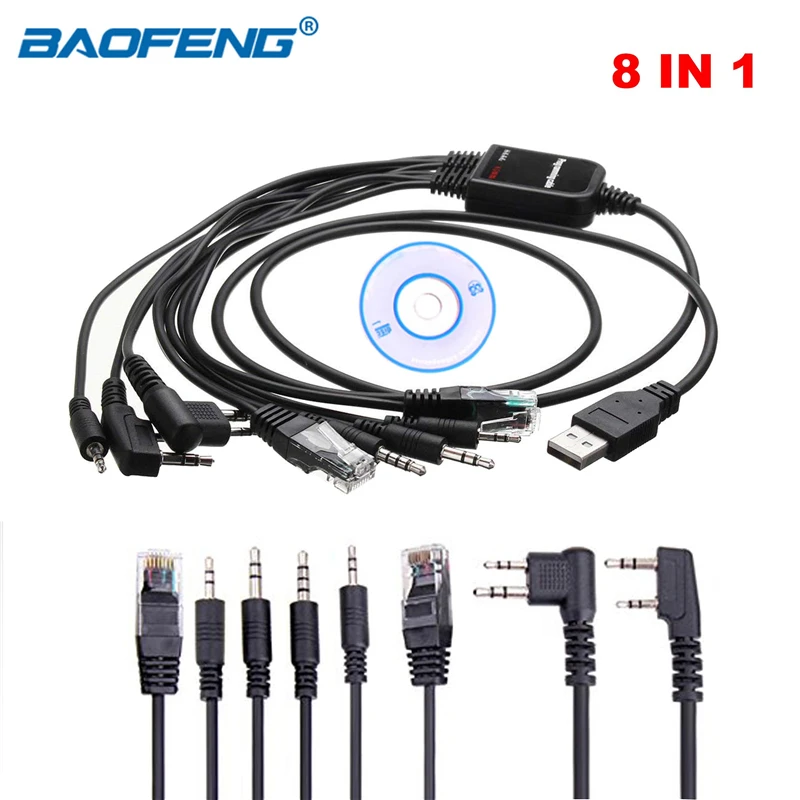 8 в 1 Многофункциональный USB Кабель для программирования BaoFeng UV 5R 82 Yaesu Kenwood PUXING Baofeng