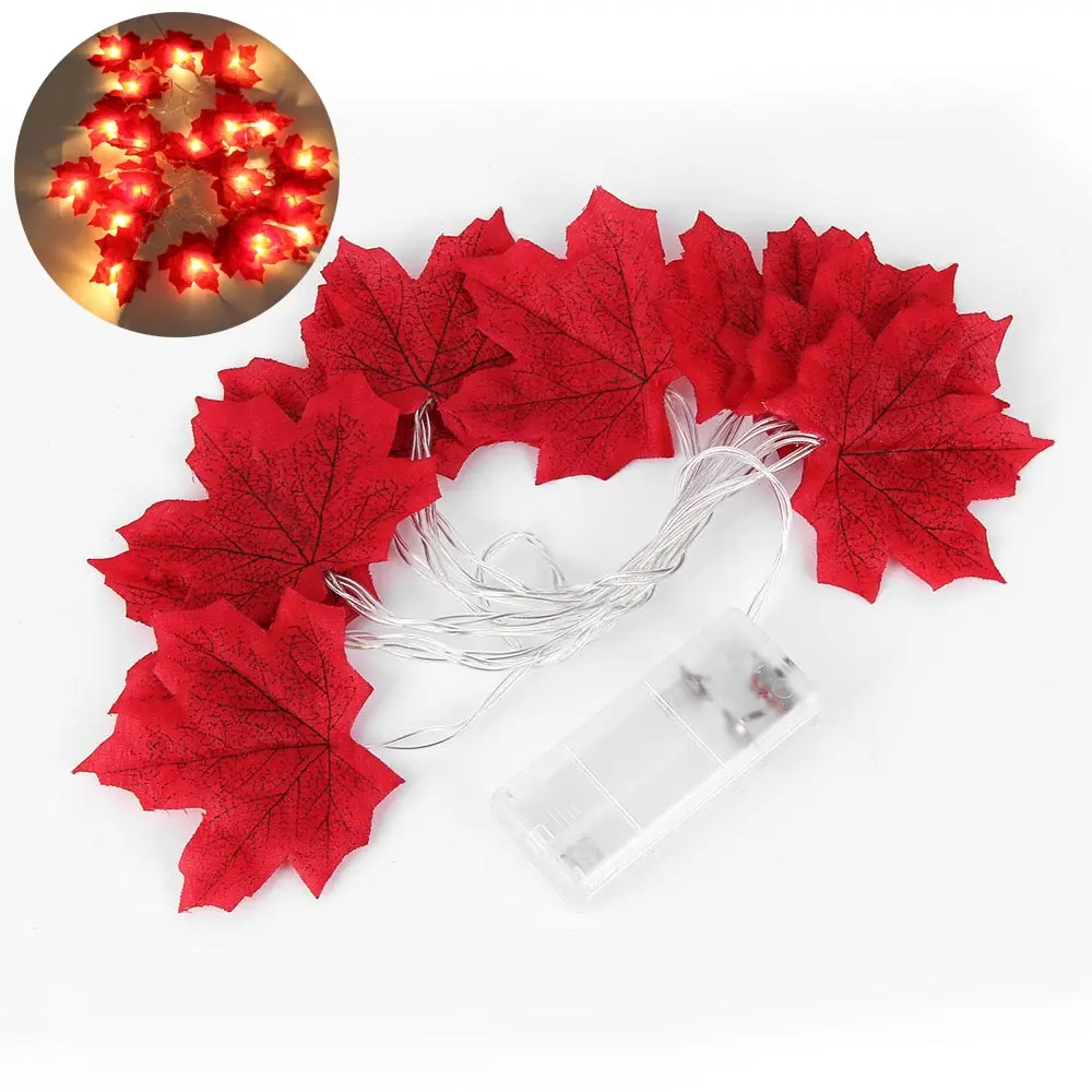 

1.5M10Led / 3M 20 Led Maple Leaves LED String AA Battery USB Operated Autumn Stair Railing Decoration Plants Fence Party Lights