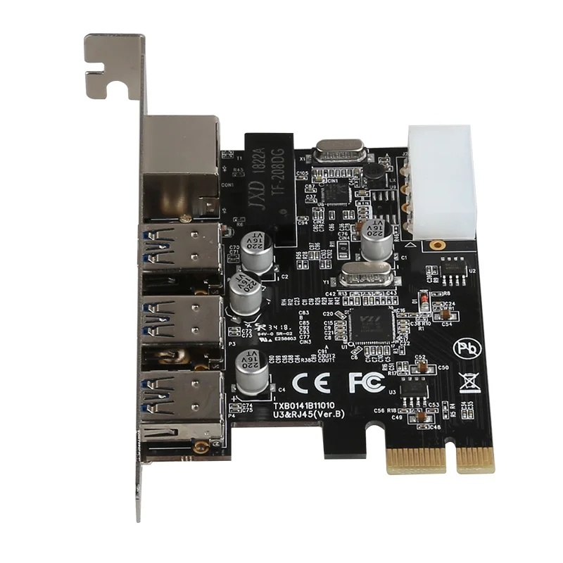 DIEWU PCI Express RJ45 подключение к сети и 3 порта USB3.0 PCIe riser card по лучшей цене