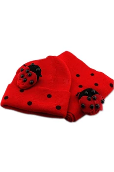 

Hot Red Baby Boy Girl Toddler Winter Ladybird Ladybug Hat and Scarf Set