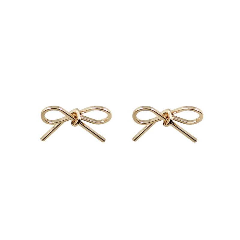 MERRYTOWN Gold Silver Color Fashion Jewelry Tiny Bow Dainty Knot Ribbon