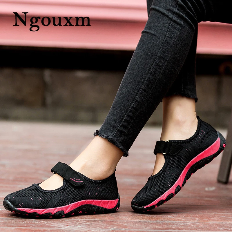 Ngouxm 2019 Summer Women Flats running Shoes Air Mesh Mary Janes Woman
