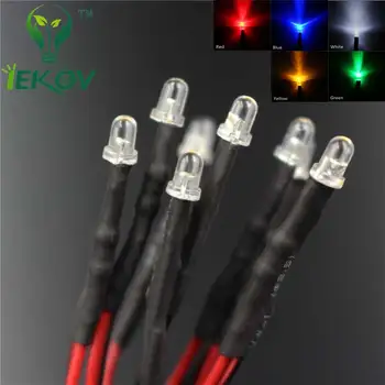 

50pcs LED 3MM LED DIODE 12V Pre Wired Resistor 12V 10Each Red Blue Green Yellow White Diods Round 20 CM Pre Wired Light DIY