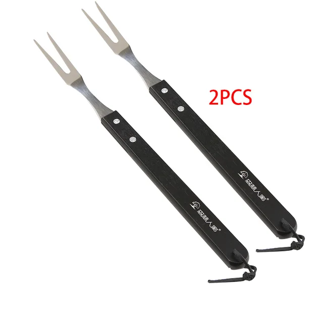 14.37'' Stainless Steel Fork Long Wood Handle BBQ Barbecue Skewers