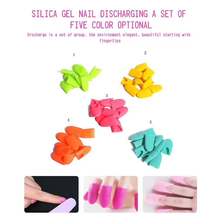 

10PCS Silicone Unloading Set Nail Soaking Convenient Manicure Tools UV Gel Art Polish Remover Tuleja rozładunkowa