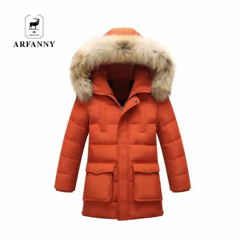 

The children down large children's wear in winter jacket boy genuine long thick coat