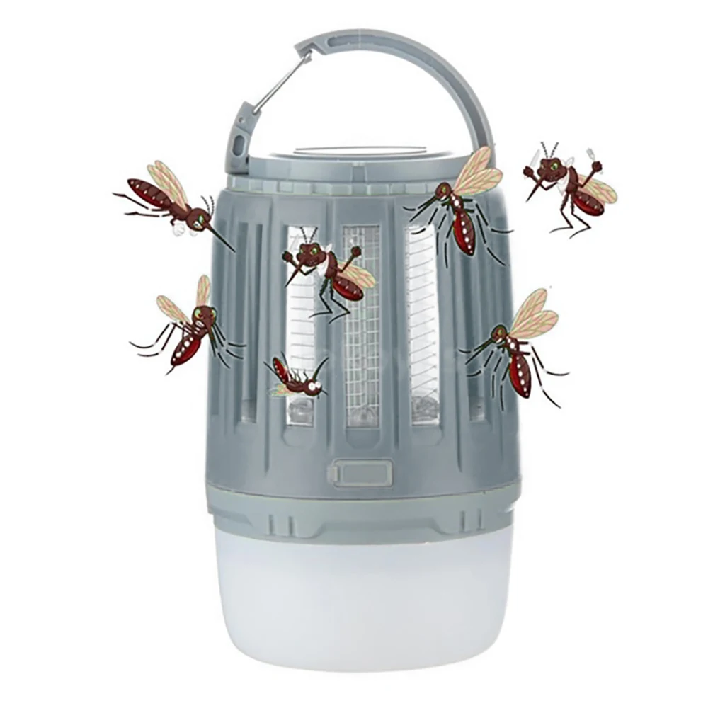 

Solar Powered Mosquito Killer Lamp Bug Zapper Trap Camping Lantern 2in1 Portable USB Anti Mosquito Moth Fly Electric UV Light