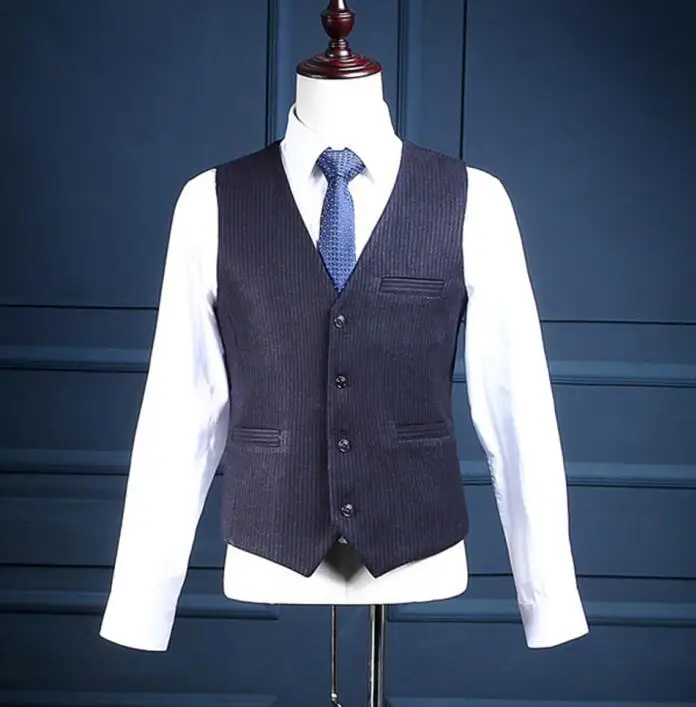 JinXuanYa(пальто+ брюки+ жилет) 3 предмета Мужской Костюм приталенный Свадебный деловой костюм формальный мужской костюм черный элегантный костюм Размер S-5XL - Цвет: vest