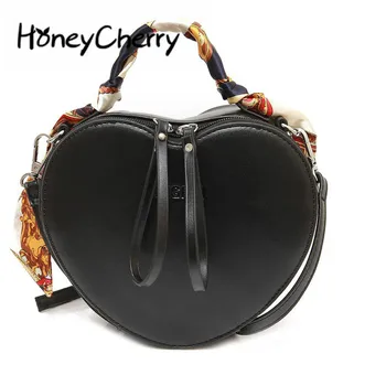 

2018 New Fashion Trend Women's Pack Peach Heart Small Pack Individual Silk Scarf Handbag Single Shoulder Slant Bag
