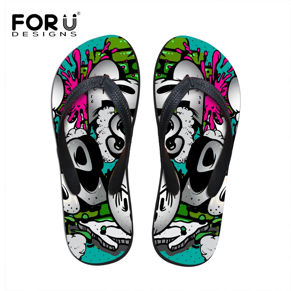 

FORUDESIGNS Casual Shoes Fashion Graffiti Flip Flops Men Hombre Sandals Brand Male Flat Beach Slippers Man Slides Free Shipping