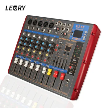 

LEORY High Quality Professional Sound Mixer 6 Channels With bluetooth USB DSP DJ Audio Digital Mixing Console For Audio Karaoke