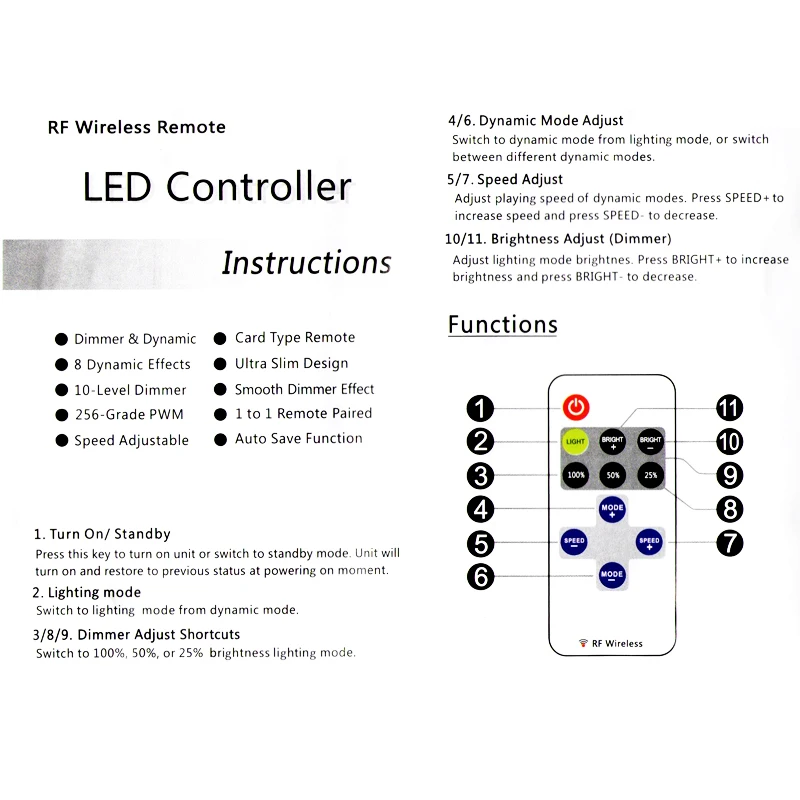 1pce 8 dynamic effects 12A светодиодный беспроводной пульт дистанционного управления мини