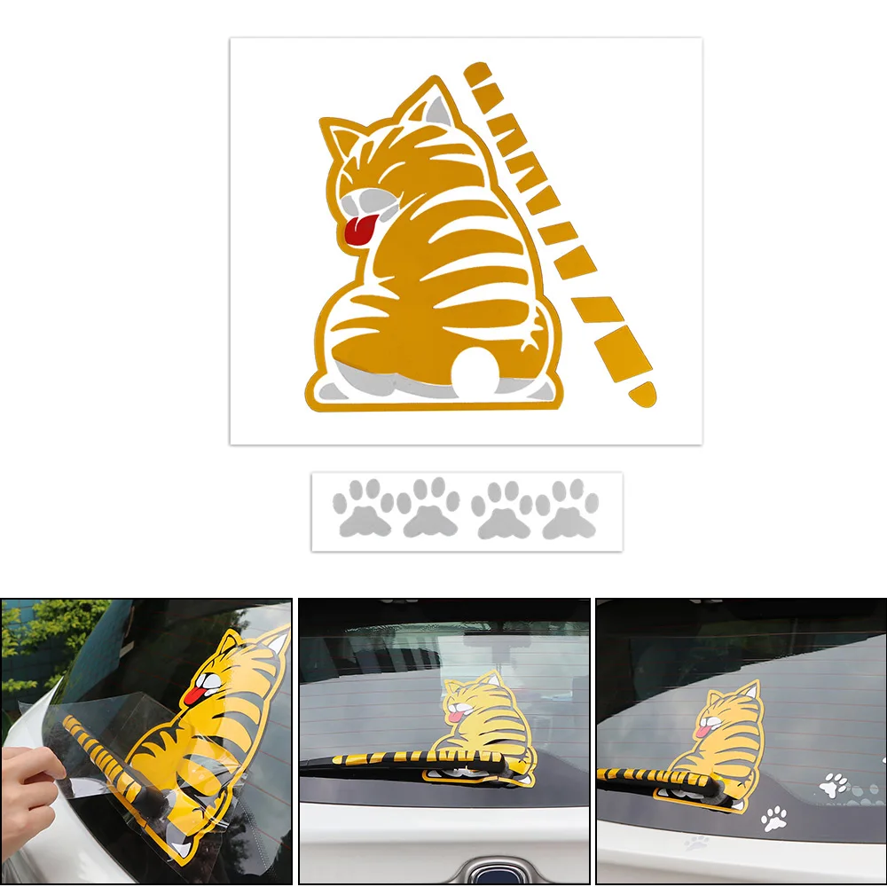 

Funny Cat Moving Tail Car Stickers 3D Car Stickers Reflective Car Styling Window Wiper Decals