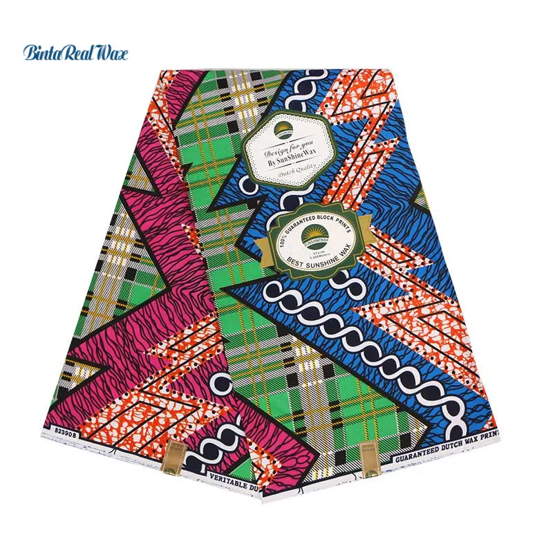 

2019 African Ankara Wax Prints Polyester Fabric New Hollandais Wax High Quality 6 yards African Fabric for Party Dress PL624