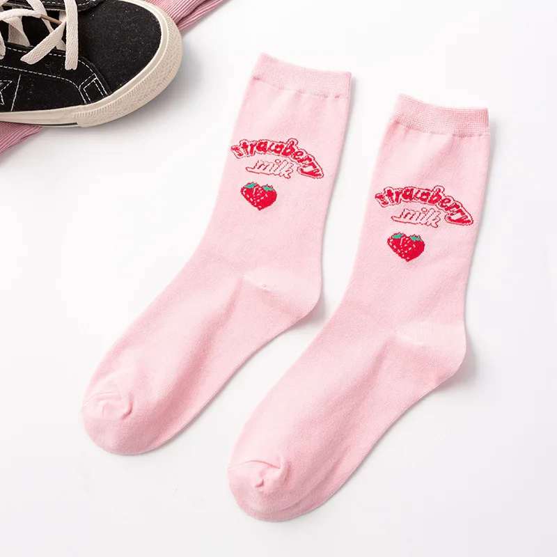 SP& CITY/милые женские носки в японском стиле с клубничкой; короткие носки в стиле Харадзюку С героями мультфильмов; забавные хлопковые носки с принтом; милые носки для девочек; хипстерские носки - Цвет: 8