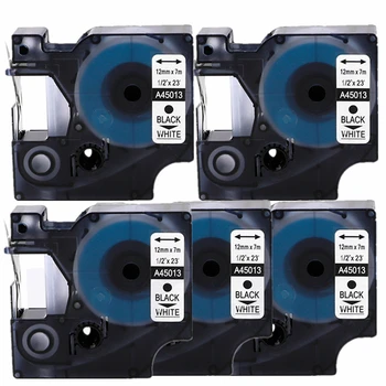 

5 pieces Printer Ribbon for dymo d1 label maker machine for Dymo label printer maker 12mm 45013 Black on white