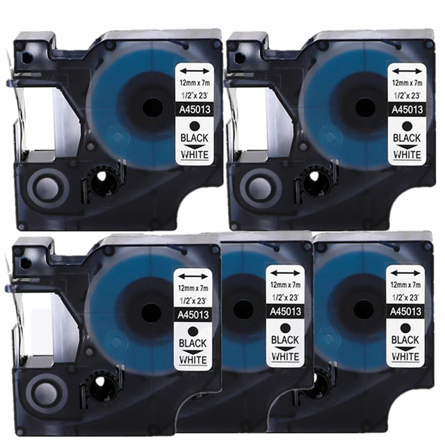 Best Price 5 pieces Printer Ribbon for dymo d1 label maker machine for Dymo label printer maker 12mm 45013 Black on white Best Price 5 pieces Printer Ribbon for dymo d1 label maker machine for Dymo label printer maker 12mm 45013 Black on white