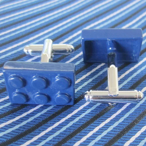Blue Toy Block Puzzle Building Cufflink Cuff Link 1 Pair Retail Free Shipping Promotion | Украшения и аксессуары