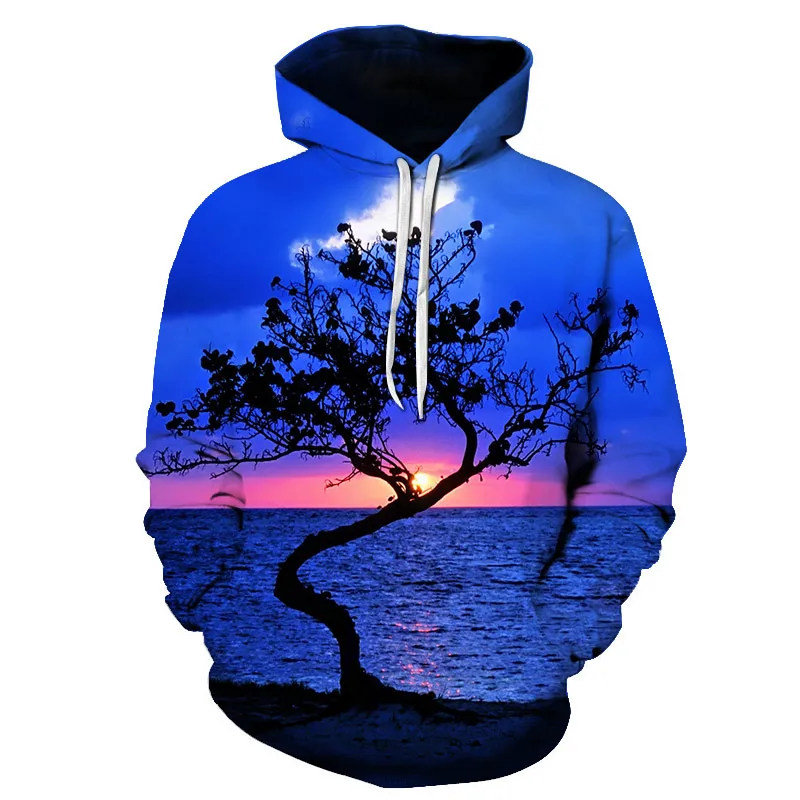 

2019 latest fashion 3d hoodie men's and women's jerseys 3d printed fall/winter trees forest hoodie tops