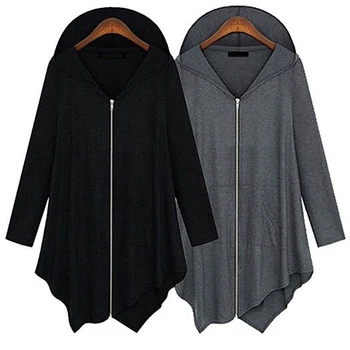 

Women Fashion Autumn Korean Style Long Sleeve Zipper Irregular Coat Jacket Cardigan
