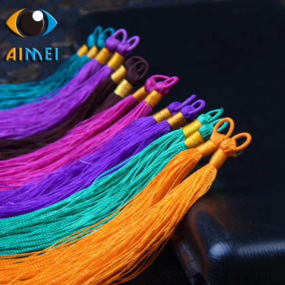 buy Pure handmade long fine exquisite Chinese knit silk tassel bag accessories ornaments car keys hanging ear