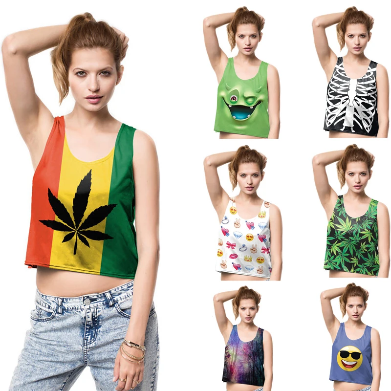 2017 New Design Summer Fashion Print Women Crop To...