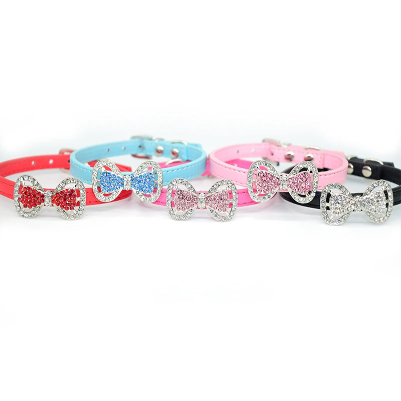 Bling Bow Tie Pet Cat Collar For Small Medium Cats Soft Adjustable Pu Leather Butterfly Kitten Puppy Dog Collars Bling Bow Tie Pet Cat Collar For Small Medium Cats Soft Adjustable Pu Leather Butterfly Kitten Puppy Dog Collars