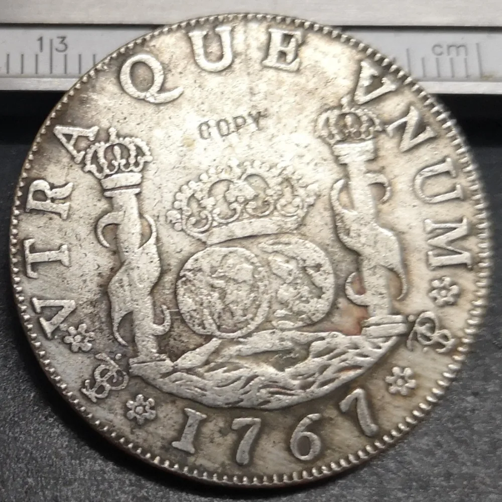 1767 (JR) Bolivia 4 Reales - Carlos III Испания копировальная монета с колоннами оружия | Дом и сад