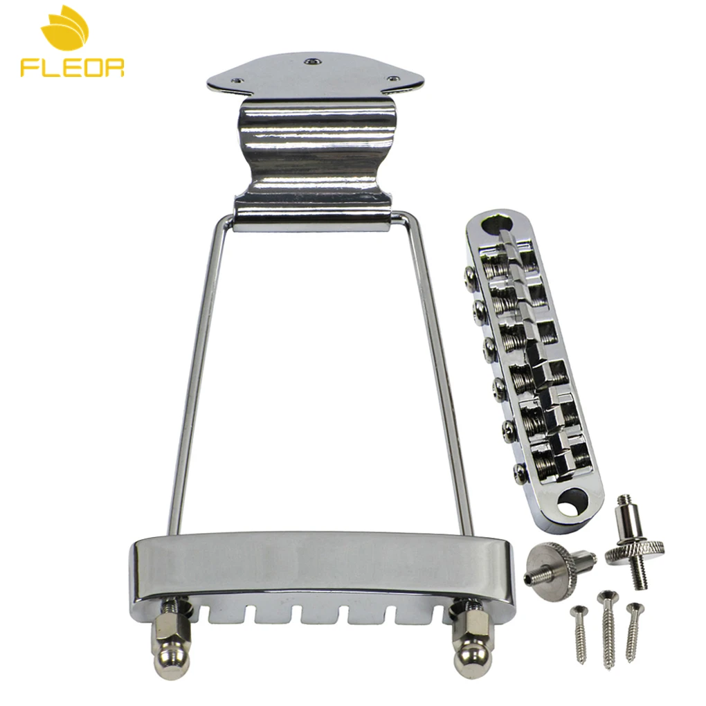 FLEOR Set of Zinc Alloy Guitar Bridge & Tailpiece Trapeze for 6 String