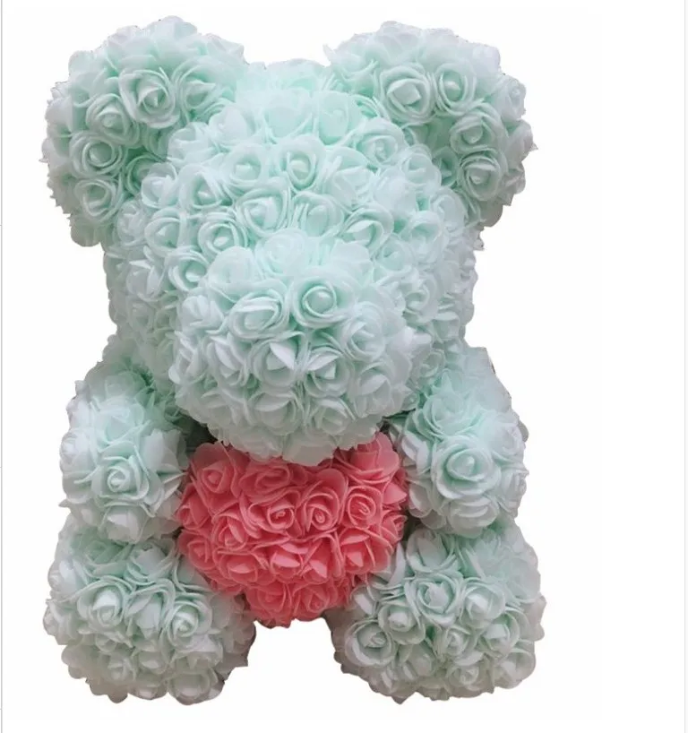 

40cm Artificial Flowers Rose Bear Multicolor Foam Rose Teddy Bear Girlfriend Valentines Day Gift Birthday Party Decoration