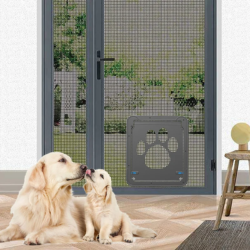 4-Way Lockable Plastic Pet Big Dog Cat Door for Screen Window