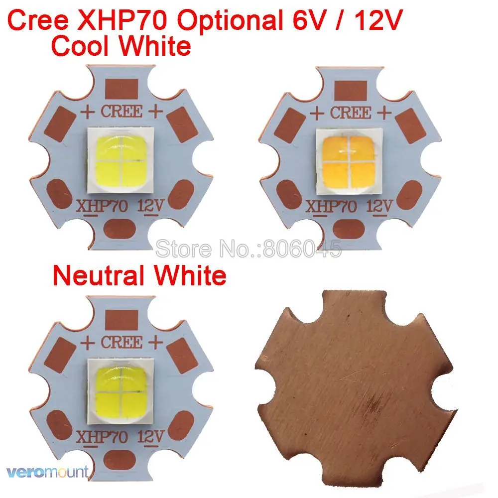 Cree XHP70 6 В или 12 В 6500 К холодный белый, 5000 К нейтральный белый, 3000 К теплый белый высокой Мощность светодио дный излучатель на 16 мм 20 мм Медь PCB