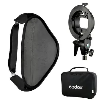 

Godox S-Type Speedlite Bracket Bowens Mount Holder + 40 x 40cm Softbox for Studio Photography Flash Diffuser