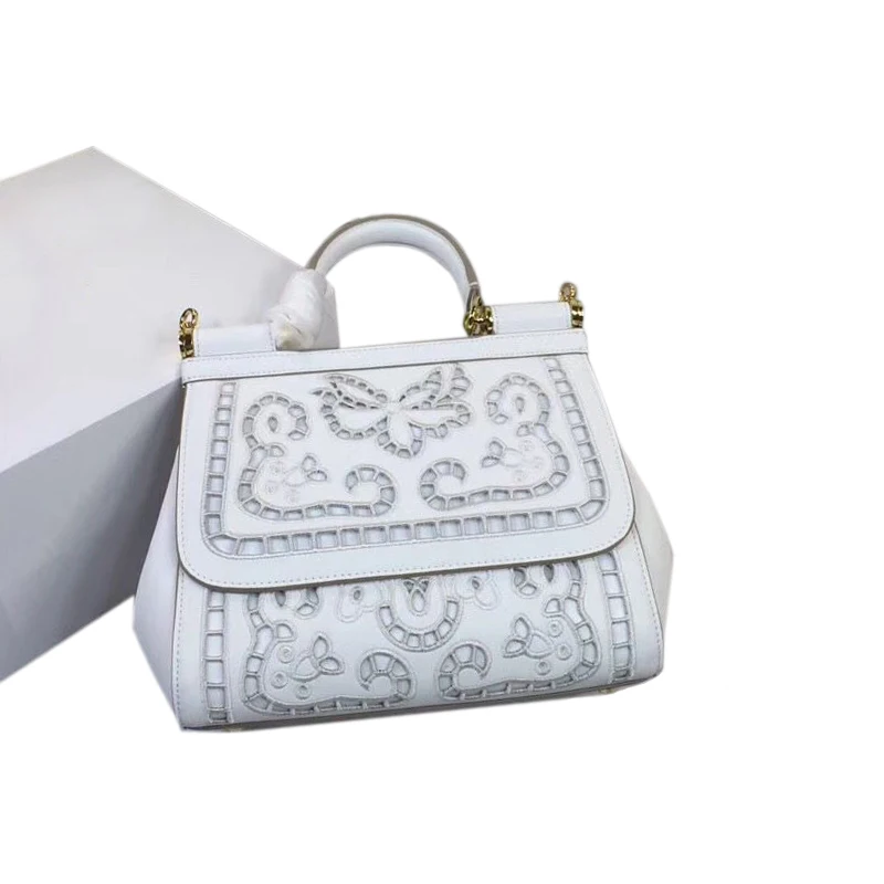 

Luxury Italy Brand Sicily Ethnic Floral Bag Leather Sicilian Casual Tote Platinum Package Lady Shoulder Messenger Bag Sac A Main