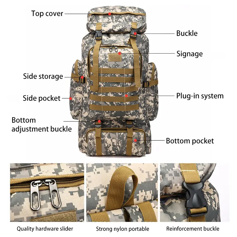 Открытый 80 л спортивный водонепроницаемый альпинистский походный тактический рюкзак Сумка военный Молл рюкзак походная сумка рюкзак