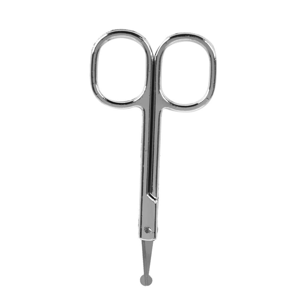 Carbon Steel Straight Mustache Nose Hair Remover Scissor Trimmer Shears Safety Round Tip Approx 8.5cm / 3.3 inch