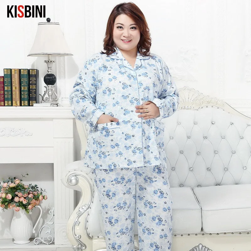 KISBINI размера плюс 4XL высококачественный Женский пижамный комплект с цветочным