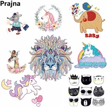 Prajna DIY Custom Iron On Transfer Stickers Thermal Vinyl Heat Transfers For Clothes Fabric Kids Applique Owl Unicorn Patch PVC