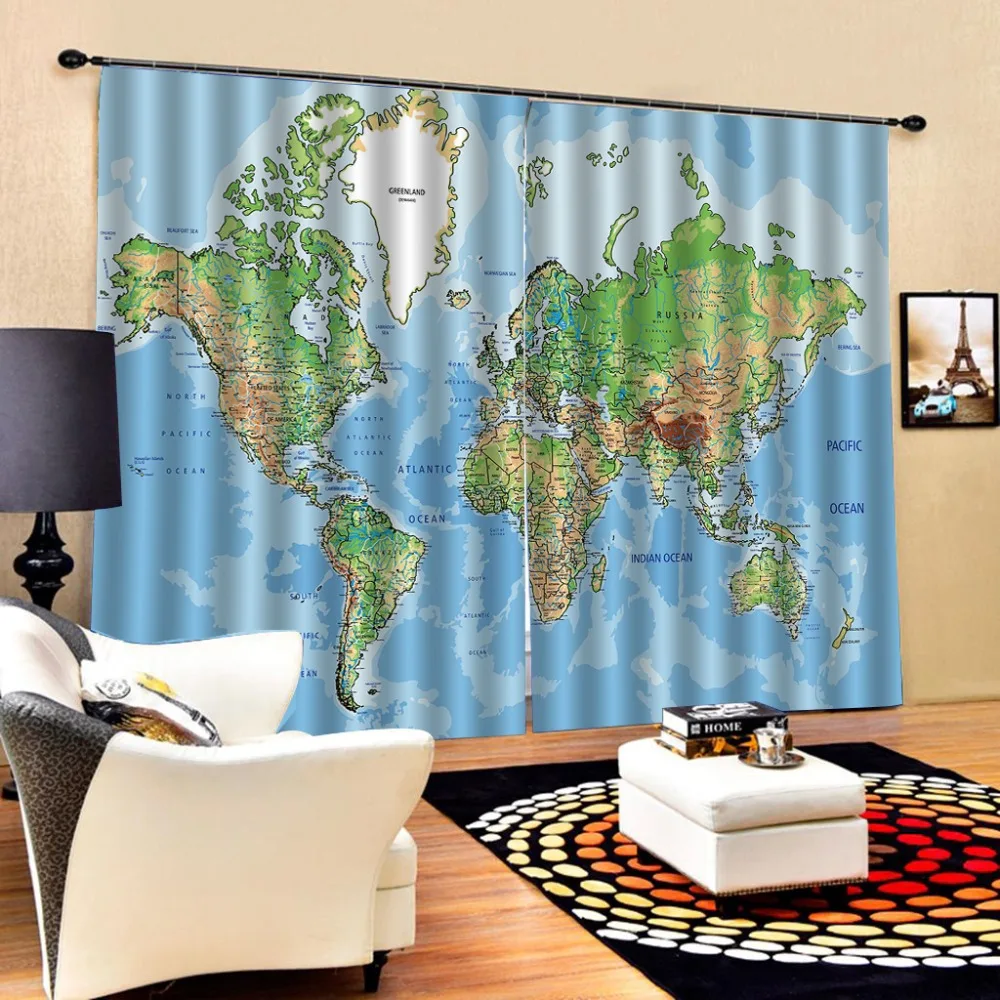 

Luxury Blackout 3D Window Curtains For Living Room Bedroom Customized size map curtains