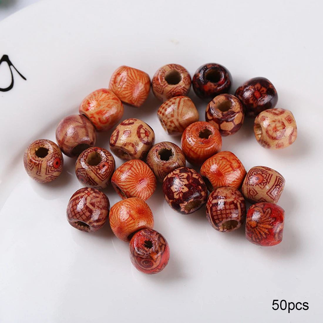 50Pcs Dreadlock Bead Wooden Hair Beads Braiding Big Hole Dreadlock Bead