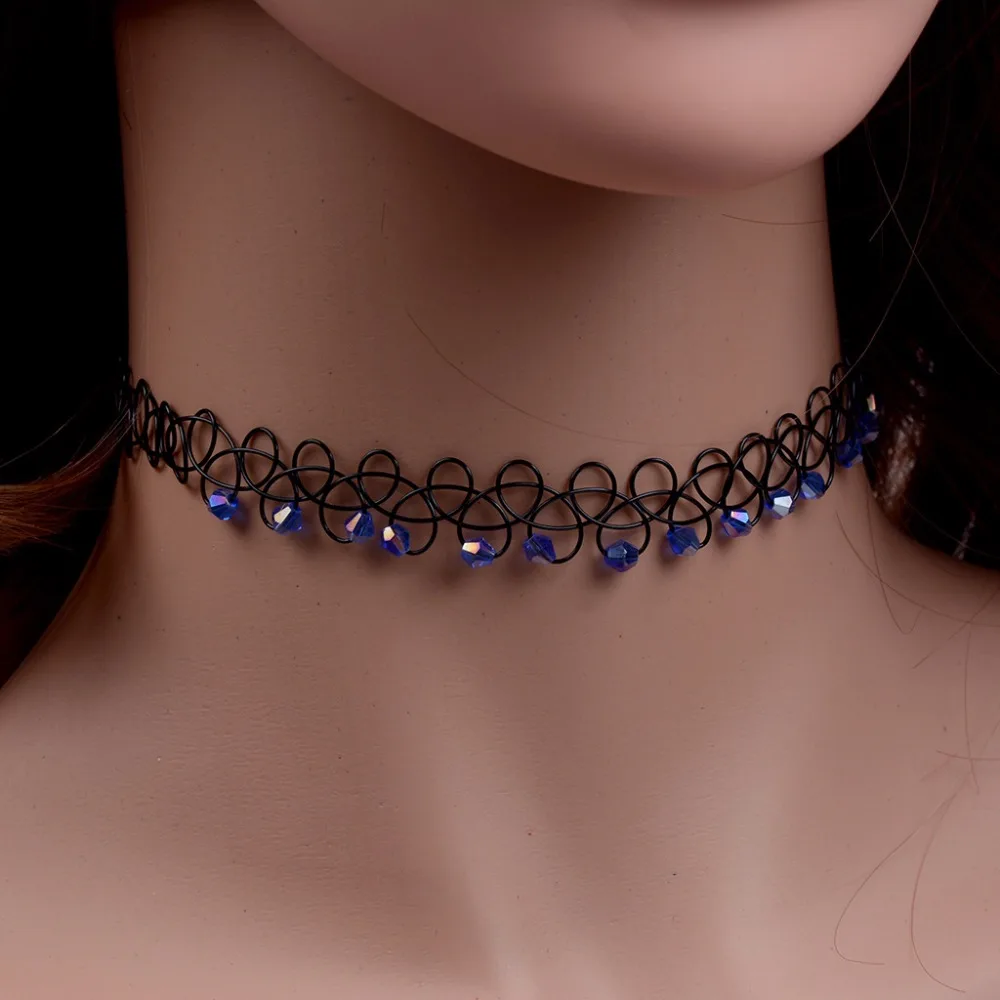JUCHAO Collares Vintage Stretch Tattoo Choker Necklaces For Women Girl Charm Gothic Crystal Bea Necklace Female Wedding Gift - Image 5