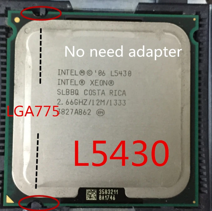gaming processor lntel Xeon L5430 2.66GHz 12M/1333Mhz CPU equal to LGA775 Quad-Core Q8200 Q830000 Q8400 works on mainboard no need adapter) fastest cpu