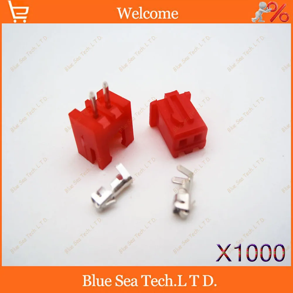 1000 sets Red 2 Pin Connector leads Heade 2.54mm XH-2P connector Kits for PCB/Automotive/electronic circuit ect. | Обустройство дома