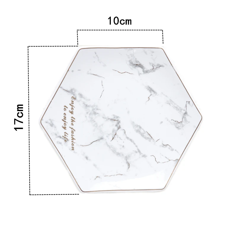 Креативная мраморная Шестигранная тарелка для закусок, тарелка для домашнего торта, тарелка для десерта, тарелка для ювелирных изделий, декоративное блюдо для хранения ювелирных изделий
