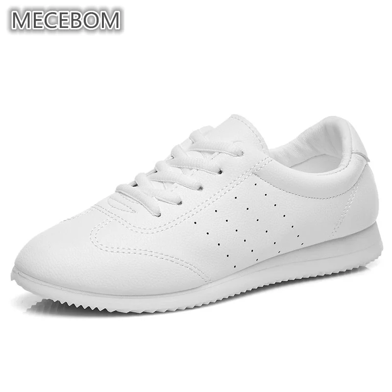 Fashion Spring Autumn Women White Casual Flats Ladies Shoes Lace up PU