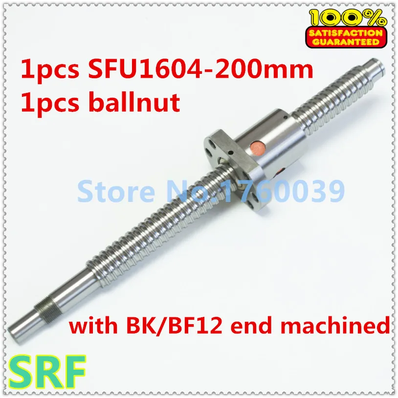 

1pcs 16mm Ballscrew Rolled Ball Screw SFU1604 L=200mm +1pcs 1604 Flange single ballnut with BK/BF12 end machined for CNC parts
